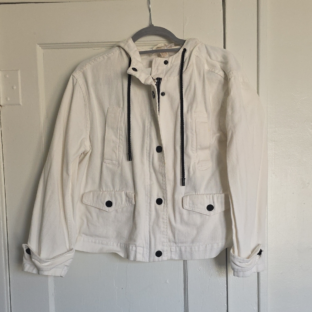 Michael Kors Ivory Jean Jacket with Black Accents